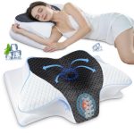 Beste kussen voor nek en schouderklachten SAHEYER Ergonomisch Nekkussen, 2-in-1 Memory Foam Hoofdkussen, Grijs | Hoofdkussen met Neksteun voor Rug-, Zij- en Buikslapers, Afneembare Overtrek, 60 x 35,5 x 10/13 cm