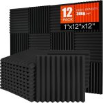 Beste akoestische isolatie Saiqiang 12 stuks akoestisch schuim, akoestische schuimplaten voor wand, geluidsisolatie, akoestische panelen, geluidsisolatiemat, schuimplaat met hoge dichtheid, 30 x 30 x 2,5 cm