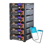 6-pack 48 V 100 Ah LiFePO4 lithiumbatterij, 51,2 V 600 Ah 30,72 kWh capaciteit, omvormer communicatie, 3U rack mount, smart display en Bluetooth, meer dan 6000 cycli voor off-grid, zonnesysteem